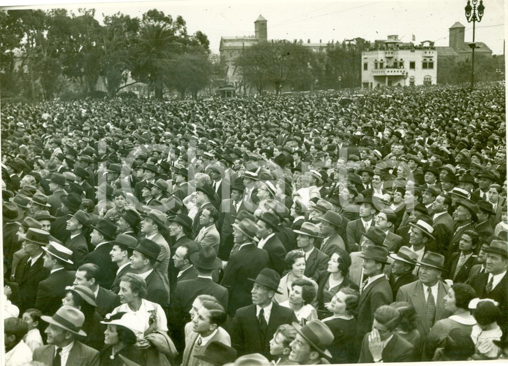 Fotografia d epoca originale 1937 BUENOS AIRES Folla Avenida COSTANERA per squadriglia italiana AVIAZIONE 1
