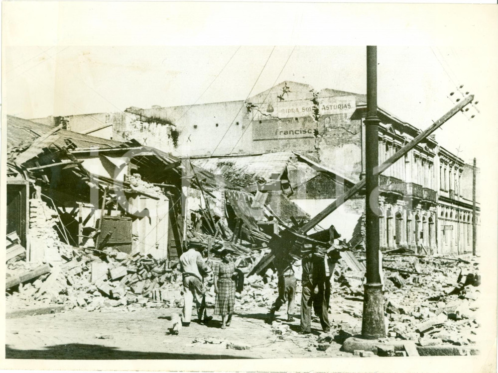 Fotografia d epoca originale 1939 CONCEPCION CILE CittÃ  distrutta dal terremoto FOTOGRAFIA animata 1