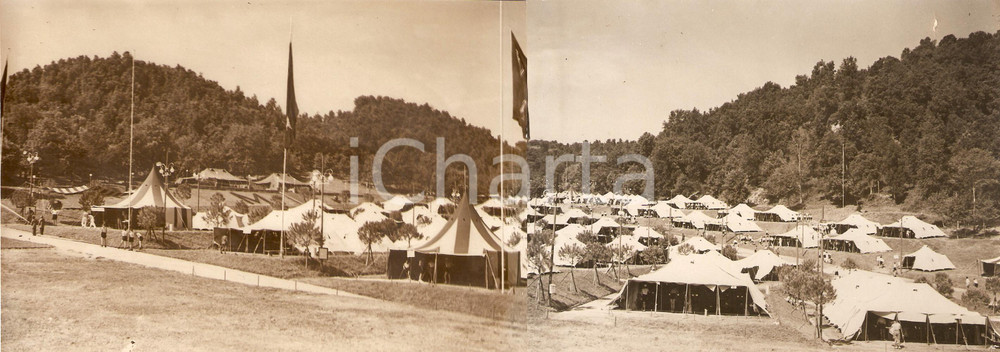 Fotografia d epoca originale 1936 ROMA Il campeggio Sandro Italico MUSSOLINI per Avanguardisti Foto DOPPIA 1