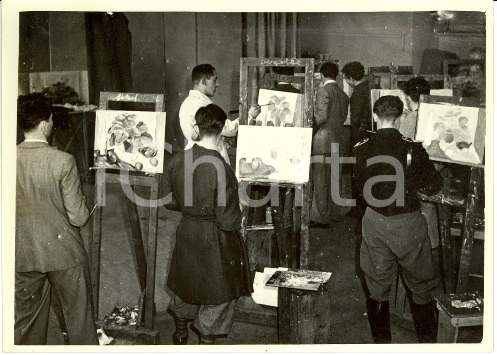 Fotografia d epoca originale 1935 ca MILANO ACCADEMIA BRERA Ludi Juveniles della GIL esame di pittura Foto 1