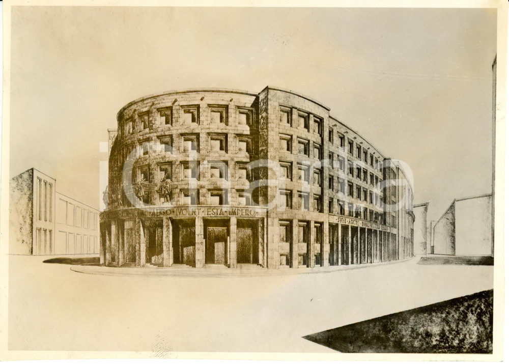 Fotografia d epoca originale 1938 TRIESTE Rendering progetto CASA del FASCIO FOTOGRAFIA COEVA 1