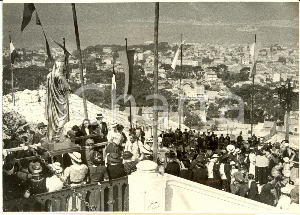 Fotografia d epoca originale 1938 MARSEILLE F Valerio VALERI procession avec statue NOTRE DAME de la GARDE 1