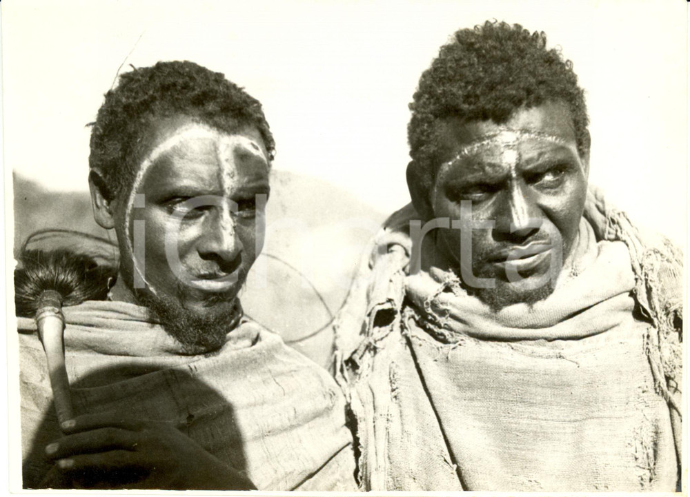 Fotografia d epoca originale 1938 ETIOPIA Guerrieri tribÃ¹ ATZEBU  GALLA sfregiati a fuoco sul volto Foto 1