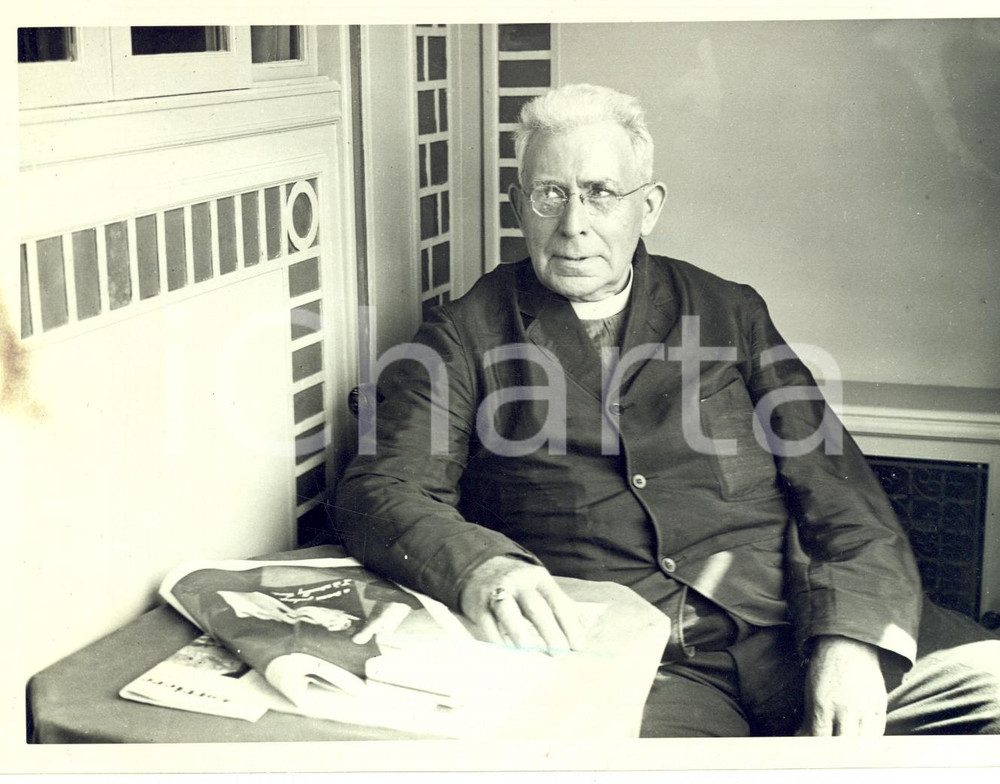 Fotografia d epoca originale 1936 NAPOLI Mons. Michael GALLAGHER sul transatlantico REX per compleanno Papa 1