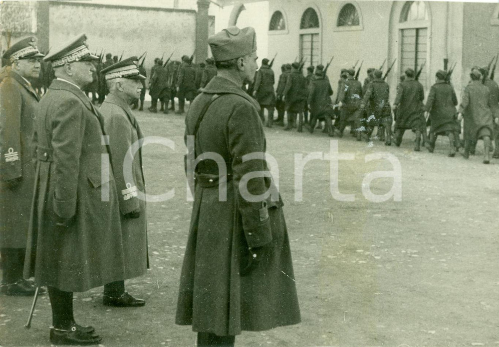 Fotografia d epoca originale 1935 FIRENZE Gen. Pietro MARAVIGNA e Re parata 84Â° Reggimento Fanteria FOTO 1