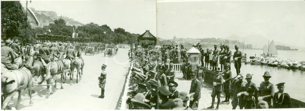 Fotografia d epoca originale 1933 NAPOLI Corteo Forze Armate per Giorno dello STATUTO Fotografia DOPPIA 1