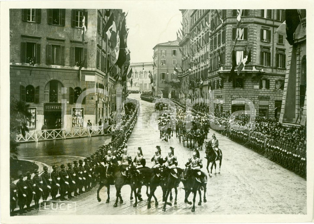 Fotografia d epoca originale 1939 ROMA Corteo Reale carrozze si reca a MONTECITORIO Fotografia 1