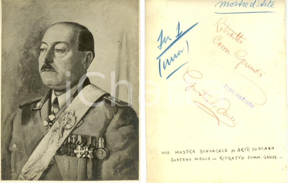 Fotografia d epoca originale 1935 FIRENZE Mostra Sindacato Commendatore GANDI Gustavo MELLI Autografo Foto 1