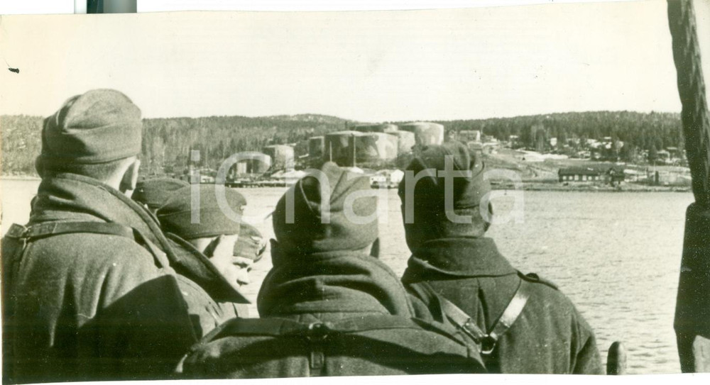 Fotografia d epoca originale 1940 OSLO N WWII Contingente tedesco nel fiordo norvegese Fotografia 1