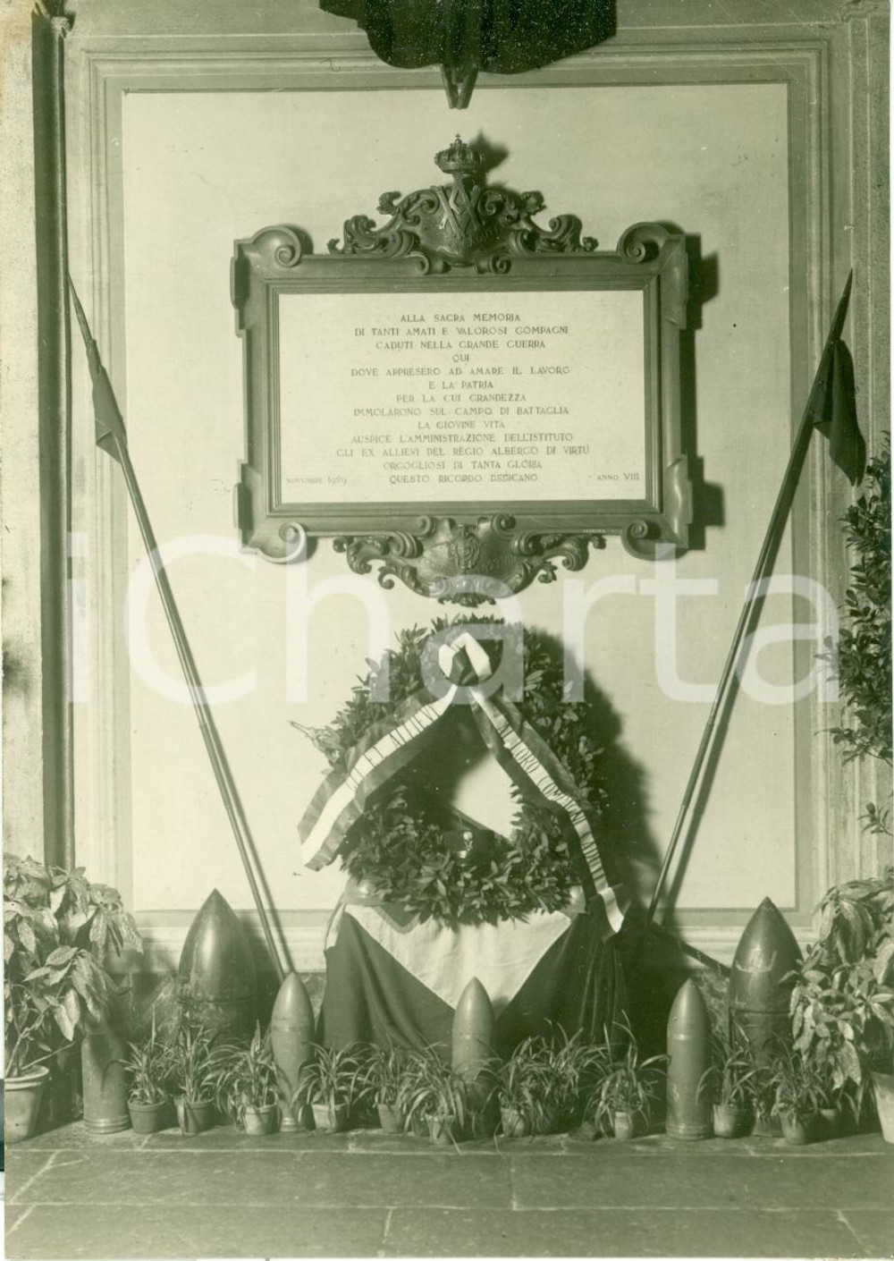 Fotografia d epoca originale 1930 TORINO Nuova lapide per i Caduti ALBERGO DI VIRTU  Fotografia 1