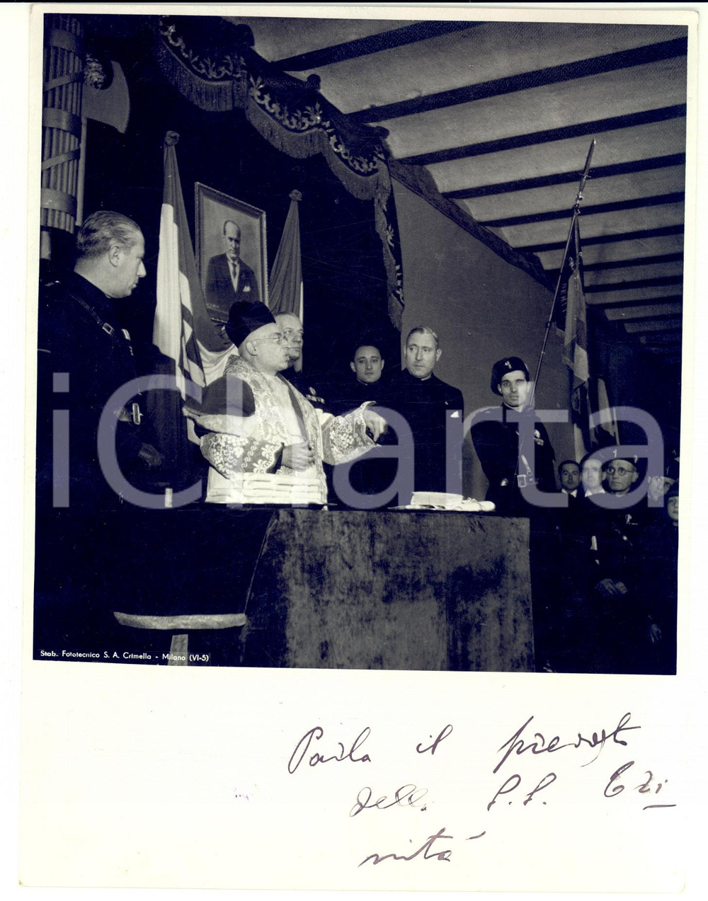 Fotografia d epoca originale 1936 MILANO Cinquantenario Ditta MOSCA  Discorso prevosto SS. TRINITA  Foto 1