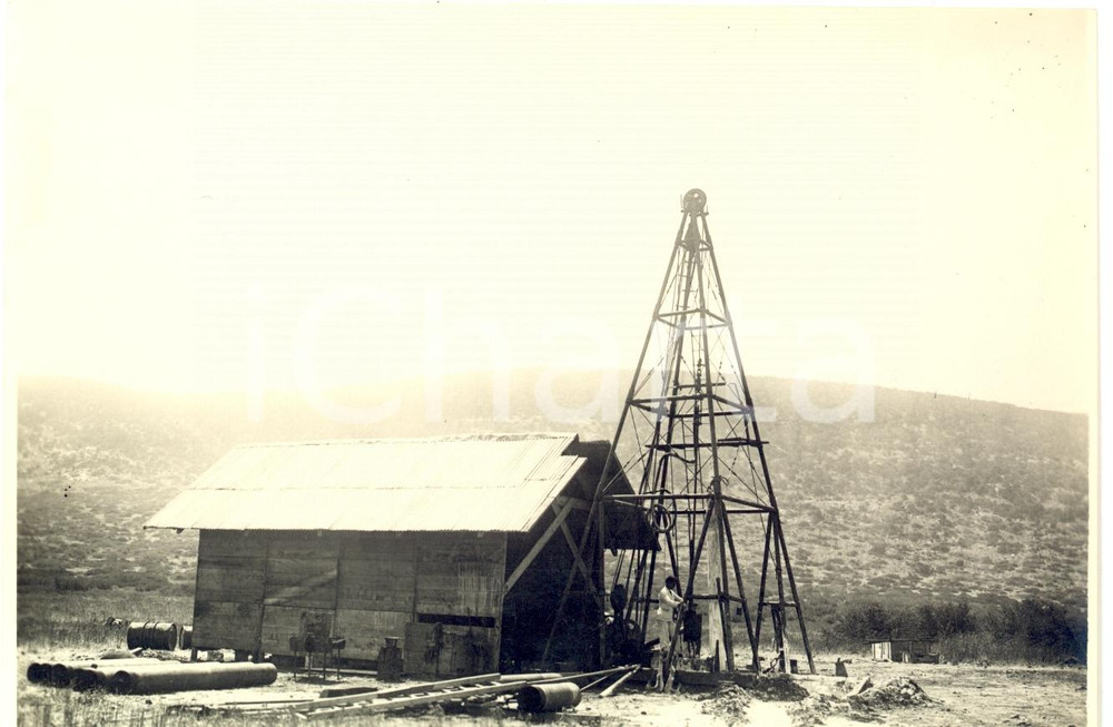 Fotografia d epoca originale 1930 BU GIARRAR LIBIA Nuovo impianto di trivellazione Fotografia 1