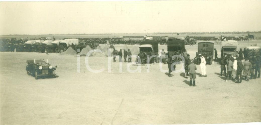 Fotografia d epoca originale 1931 GIALO LIBIA Arrivo dei 250 autocarri dei rifornimenti Fotografia 1