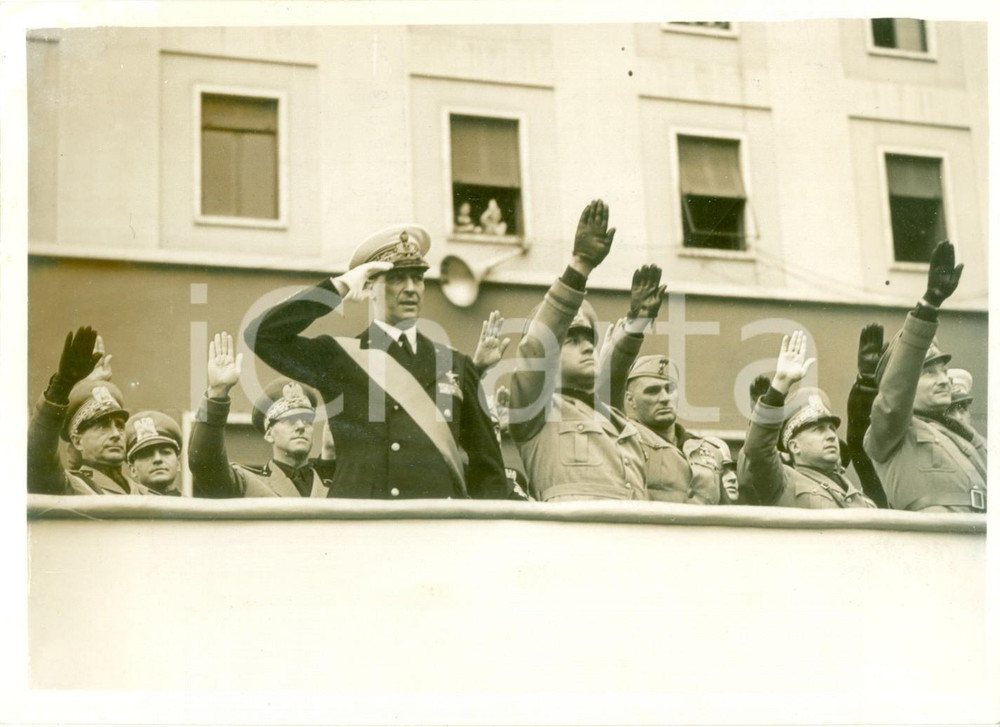 Fotografia d epoca originale 1940 LA SPEZIA Galeazzo CIANO Duca SPOLETO inaugurano monumento a Costanzo CIANO 1