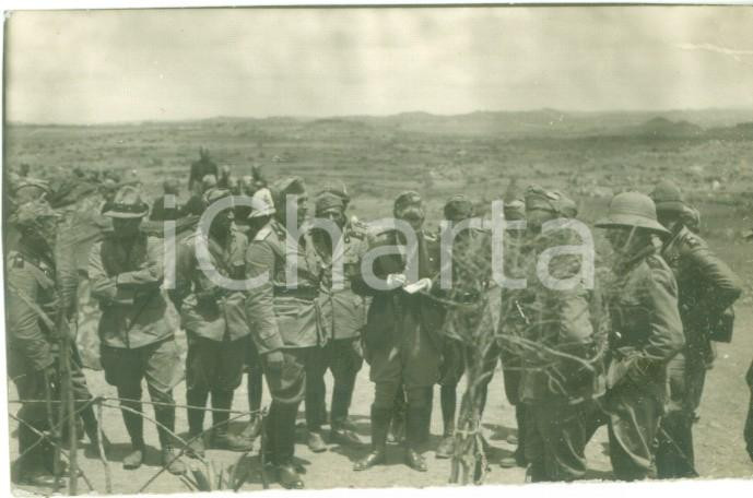 Fotografia d epoca originale 1935 ETIOPIA AOI Generale Renzo MONTAGNA con Stato Maggiore FOTOGRAFIA 8 x 5 cm 1