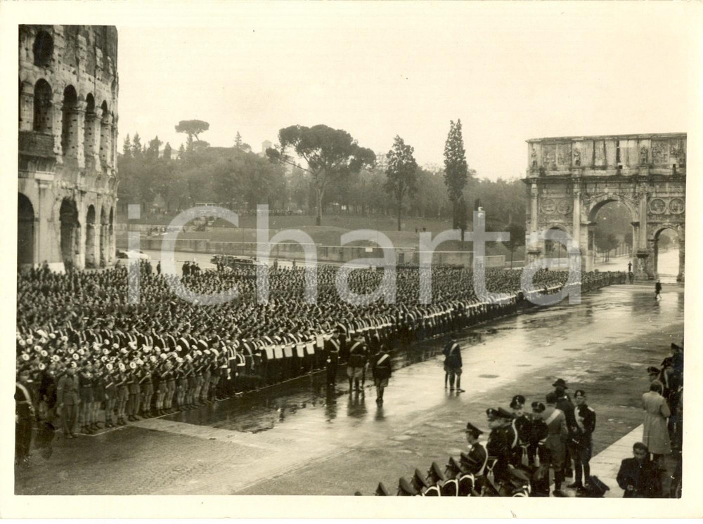 Fotografia d epoca originale 1938 ROMA Grande adunata per primo annuale GIL a COLOSSEO e ARCO di COSTANTINO 1