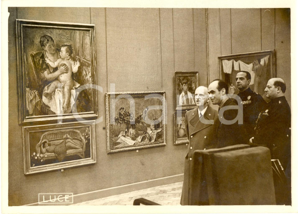 Fotografia d epoca originale 1939 ROMA Re VITTORIO EMANUELE III e Cipriano OPPO alla III QUADRIENNALE d arte 1