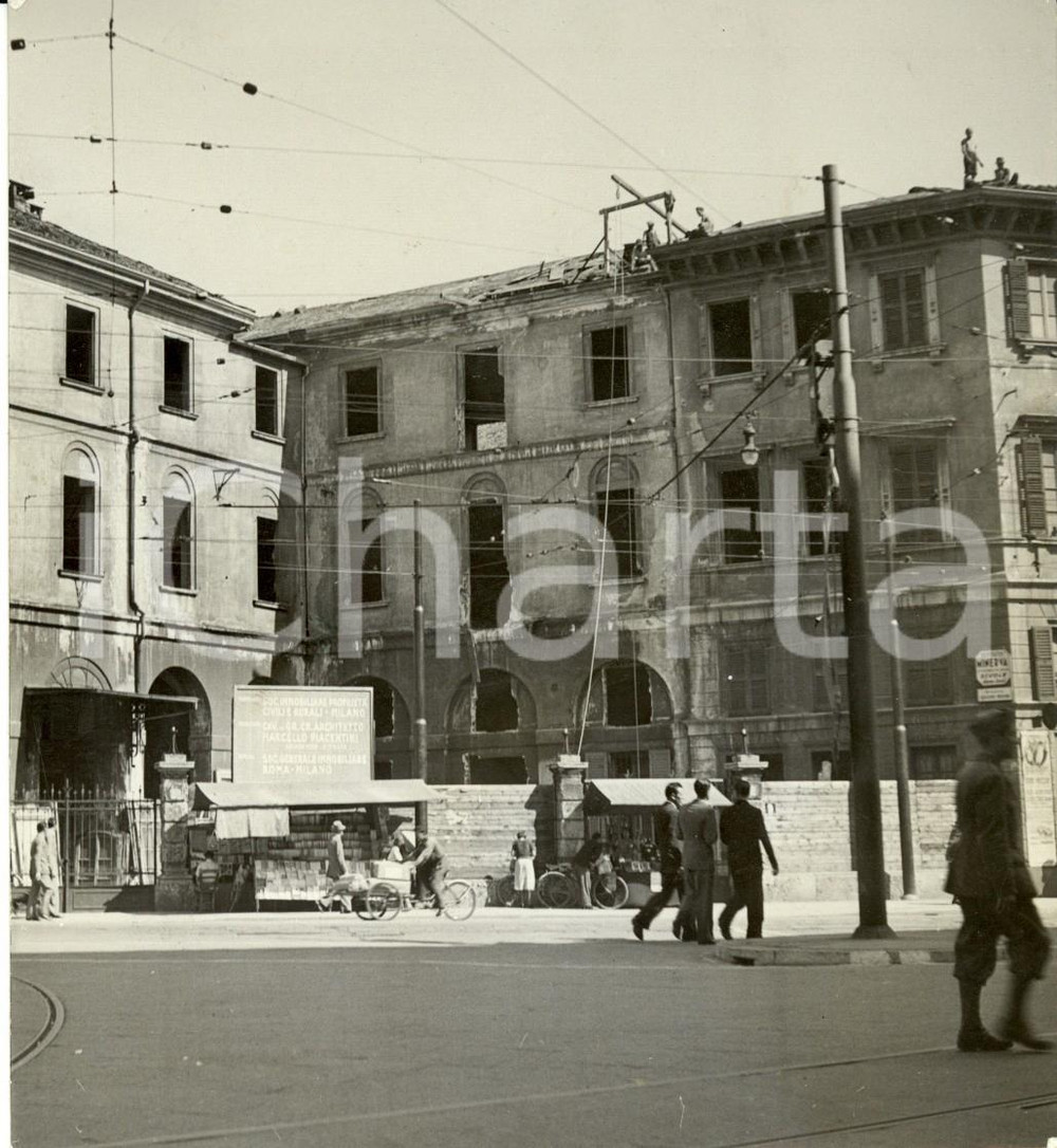 Fotografia d epoca originale 1941 MILANO PIAZZA MISSORI Lavori Palazzo INFPS architetto Marcello PIACENTINI 1