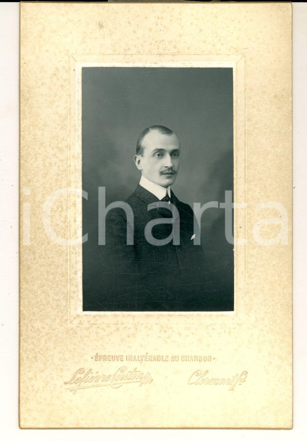 Fotografia d epoca originale 1890 CLERMONTFERRAND F Portrait d un jeune homme Photo LEFIEVRE COUTON 12x16 1