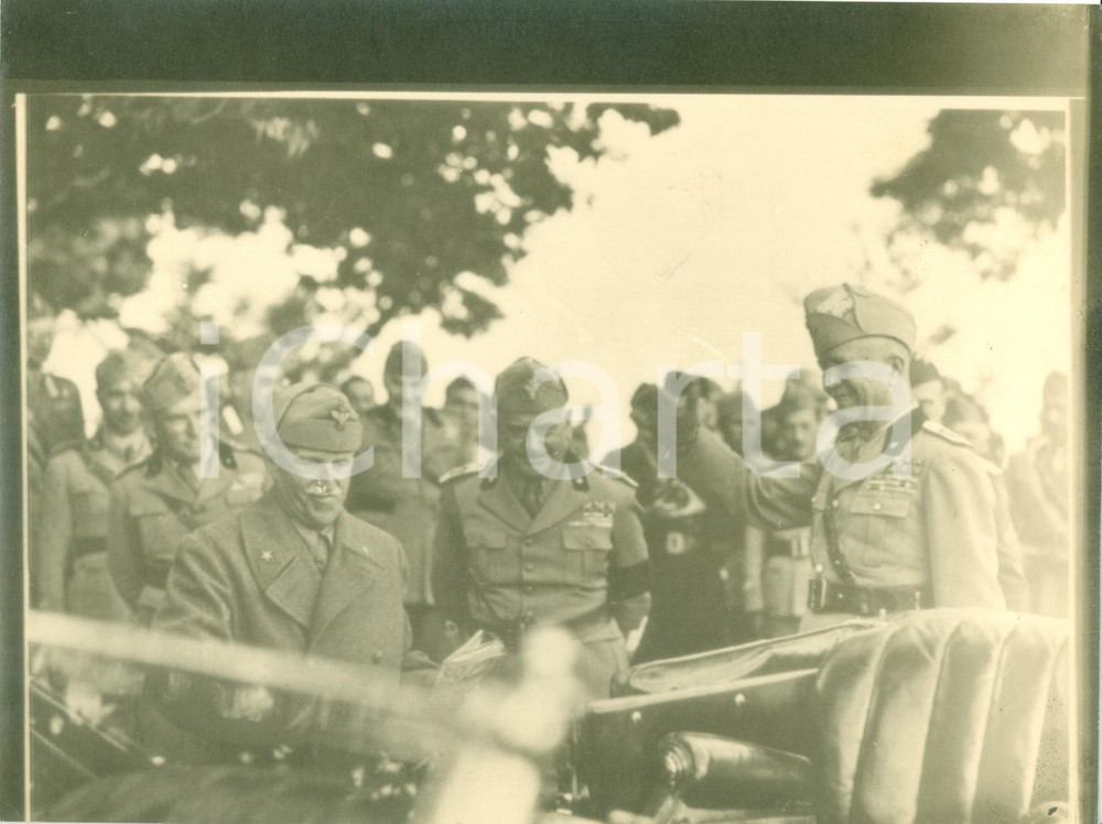 Fotografia d epoca originale 1939 GRANDI MANOVRE ? Vittorio Emanuele III Pietro BADOGLIO Telefoto 1