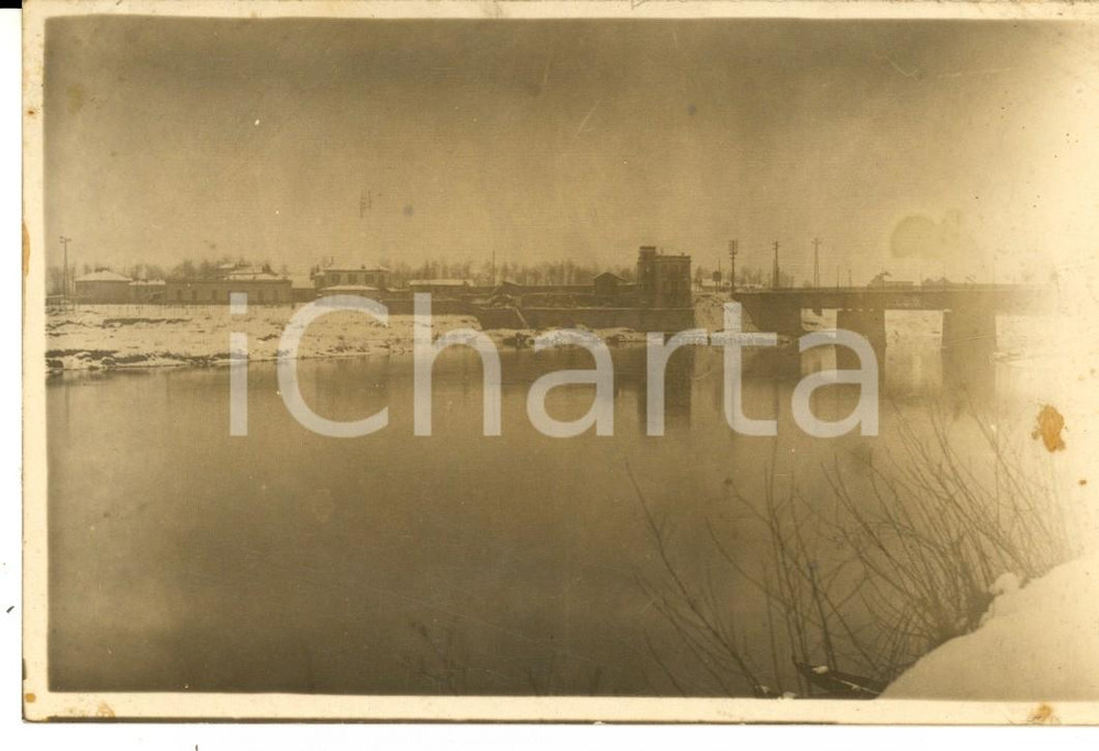 Fotografia d epoca originale 1915 ca CASALE MONFERRATO AL Nuovo ponte sul fiume PO Foto cartolina FP 1