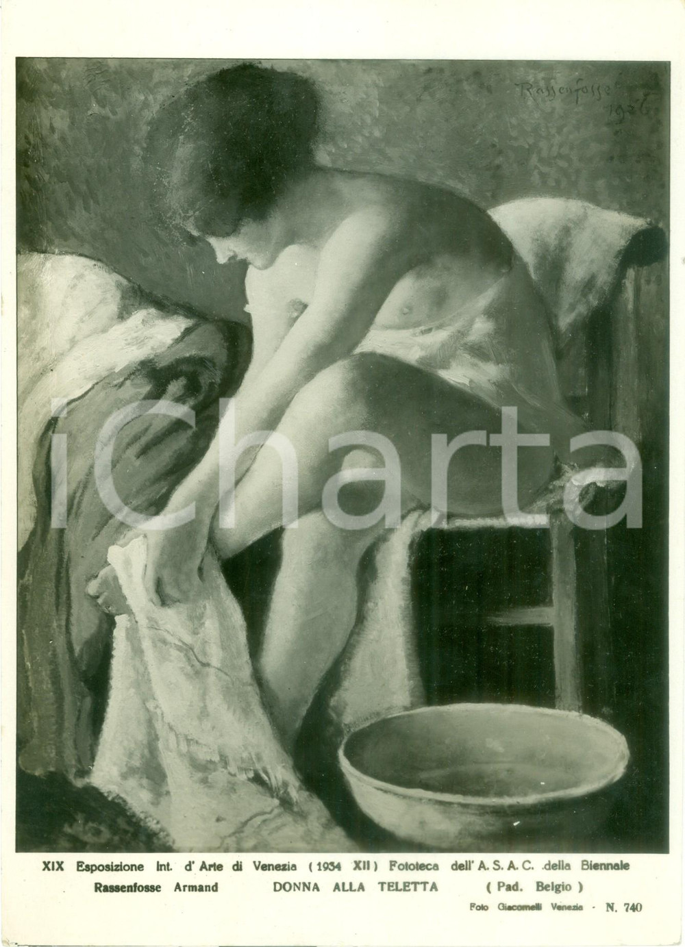 Fotografia d epoca originale 1934 VENEZIA BIENNALE Armand RASSENFOSSE Donna toeletta Fotografia coeva quadro 1