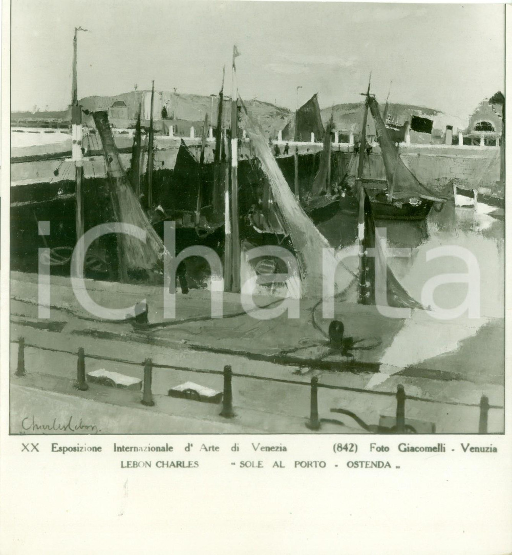 Fotografia d epoca originale 1936 VENEZIA Charles LEBON Sole al porto  OSTENDA Fotografia coeva del quadro 1