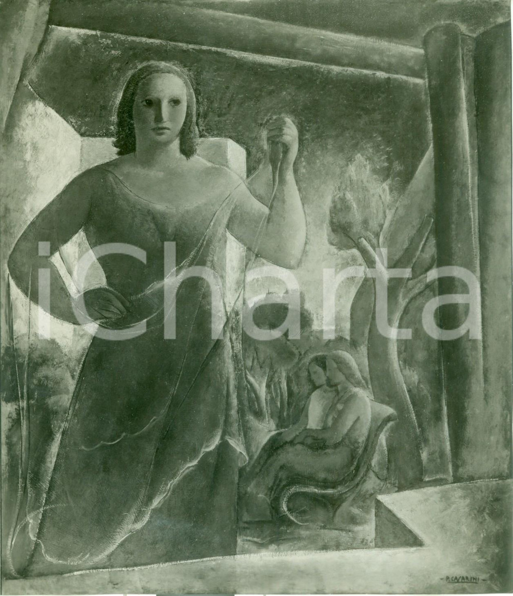 Fotografia d epoca originale 1933 MOSTRE D ARTE Pittore Pino CSARINI Le assenti Fotografia coeva del quadro 1