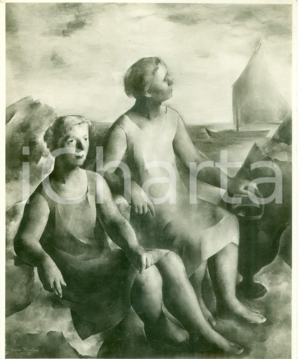 Fotografia d epoca originale 1933 MOSTRE D ARTE Pittore Guido TRENTINI Donne Fotografia coeva del quadro 1