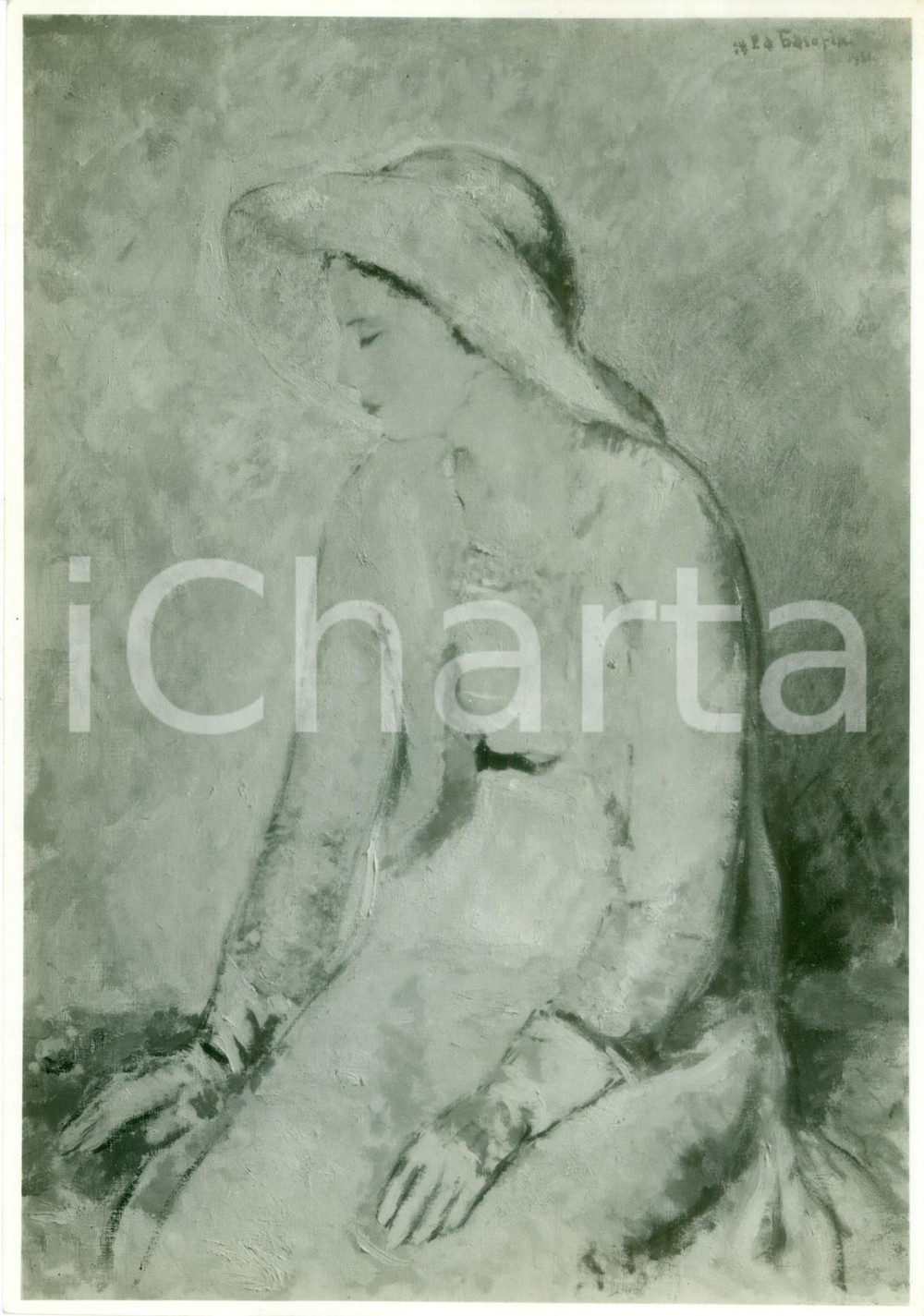 Fotografia d epoca originale 1933 MILANO Pierangiolo BASORINI Figura in rosa Fotografia coeva del quadro 1