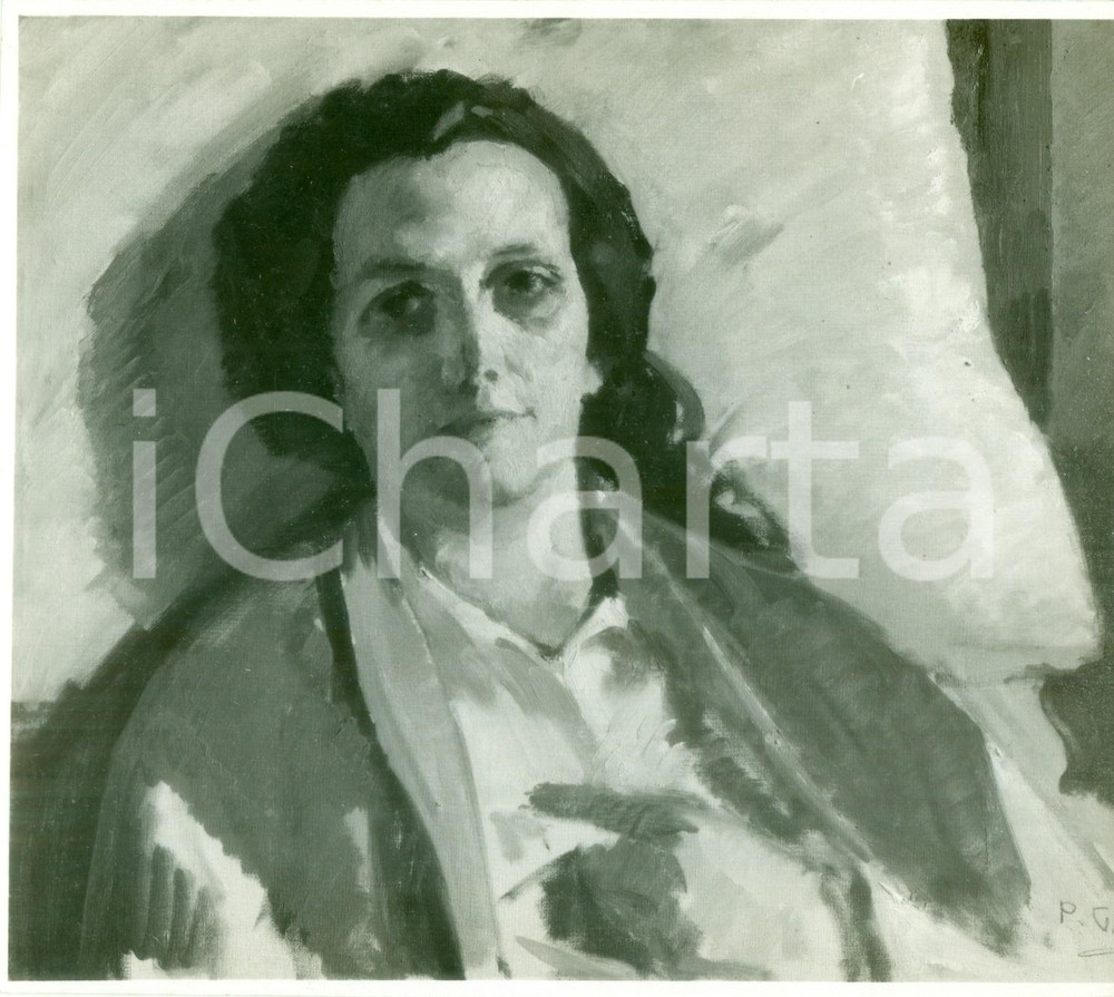 Fotografia d epoca originale 1933 FIRENZE Pittore Piero GALANTI La convalescente Fotografia coeva del quadro 1