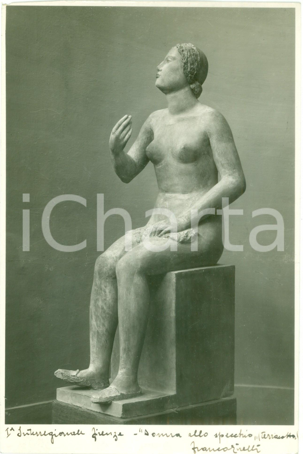 Fotografia d epoca originale 1933 FIRENZE Franco GIRELLI Donna allo specchio Fotografia coeva della scultura 1