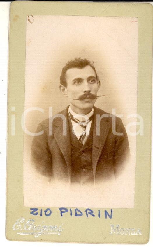 Fotografia d epoca originale 1900 ca MONZA MB Ritratto maschile con cravatta colorata Foto EGISTO ORIGONI 1