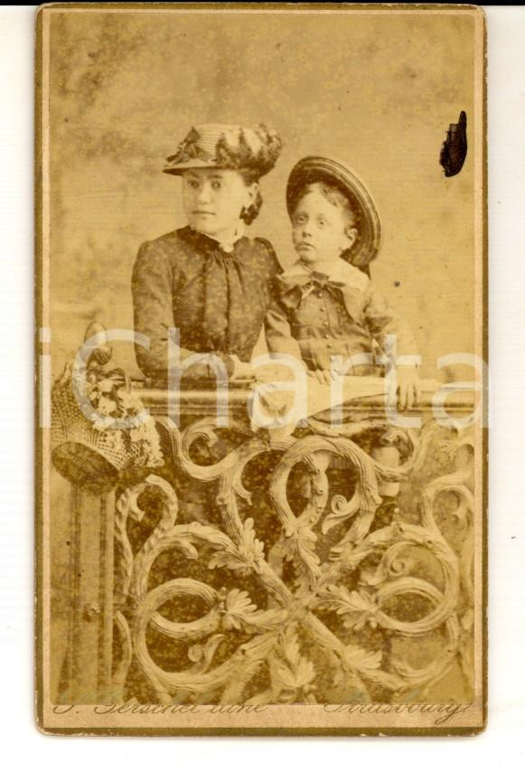 Fotografia d epoca originale 1880 ca STRASBOURG Ritratto di una madre con il bambino Foto GERSCHELAINE CDV 1