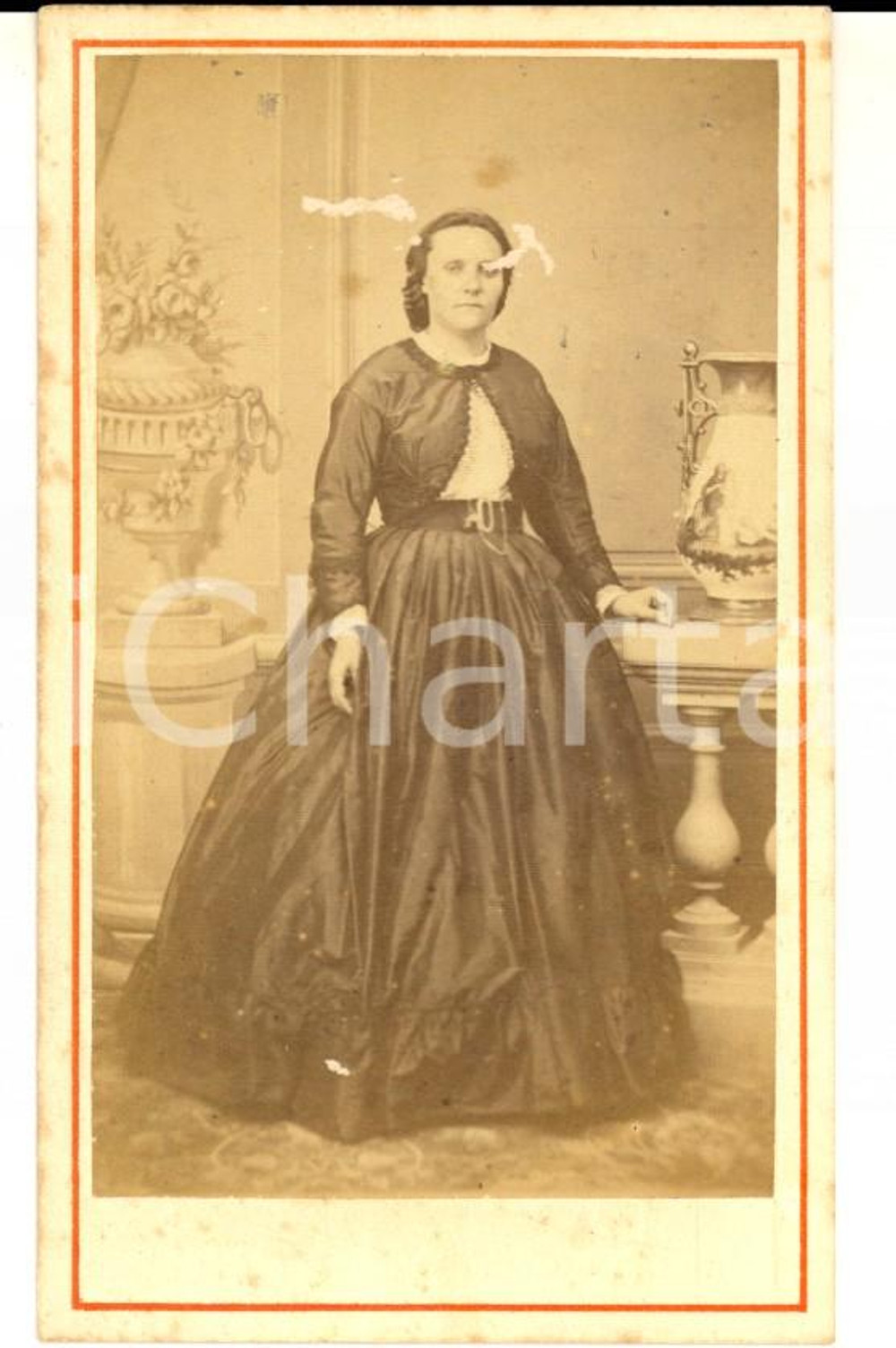 Fotografia d epoca originale 1880 ca ORAN ALGERIE Ritratto di donna in abito nero Foto CAYROL CDV 1