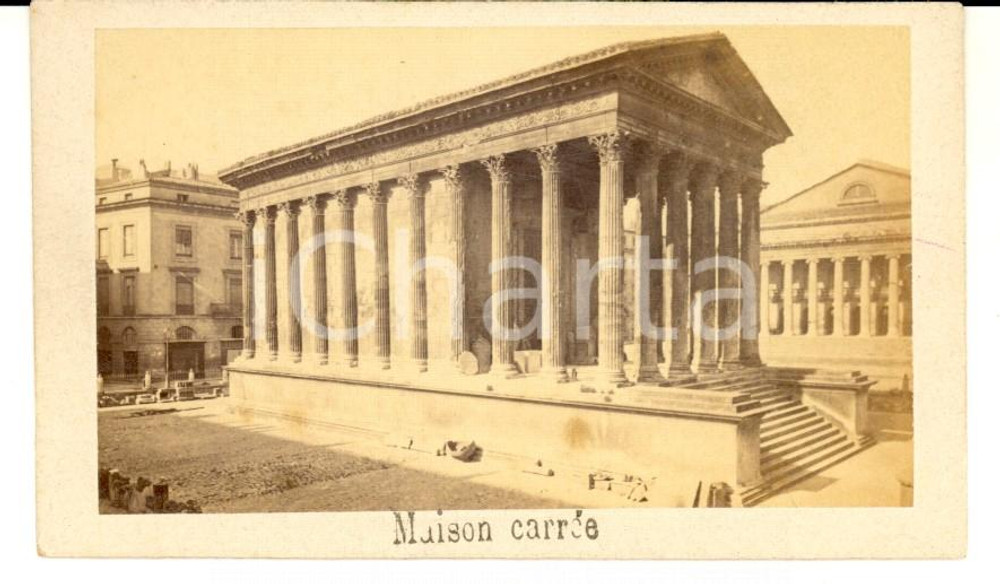 Fotografia d epoca originale 1870 ca NIMES FRANCE Maison carrÃ©e Foto seriale  CDV VINTAGE 1