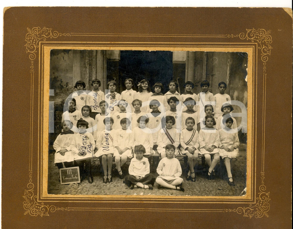 Fotografia d epoca originale 1930 ca MILANO Scuola elementare Enrico TOTI Ritratto classe terza Foto 24x20 1