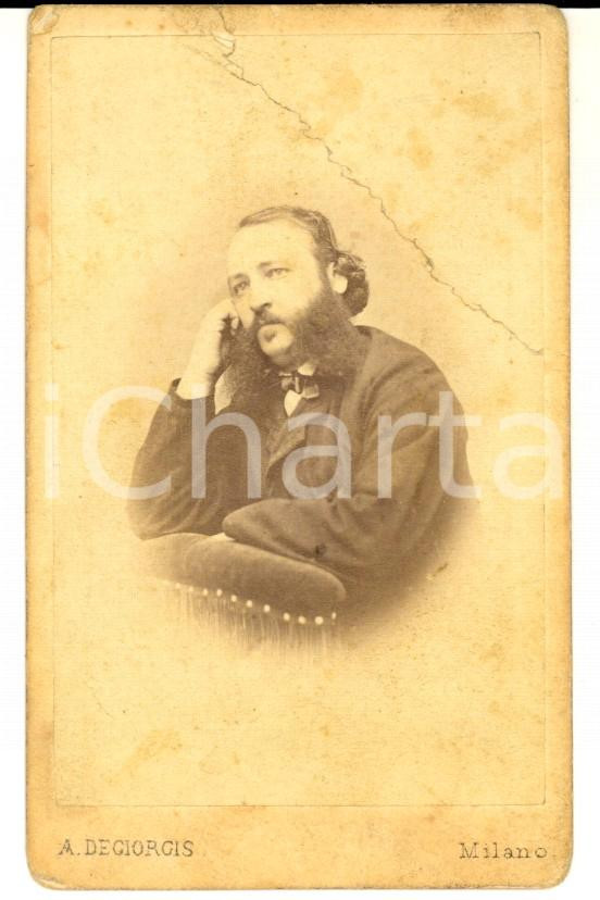 Fotografia d epoca originale 1870 ca MILANO Ritratto di un pensatore Foto Adele DE GIORGIS CDV 1