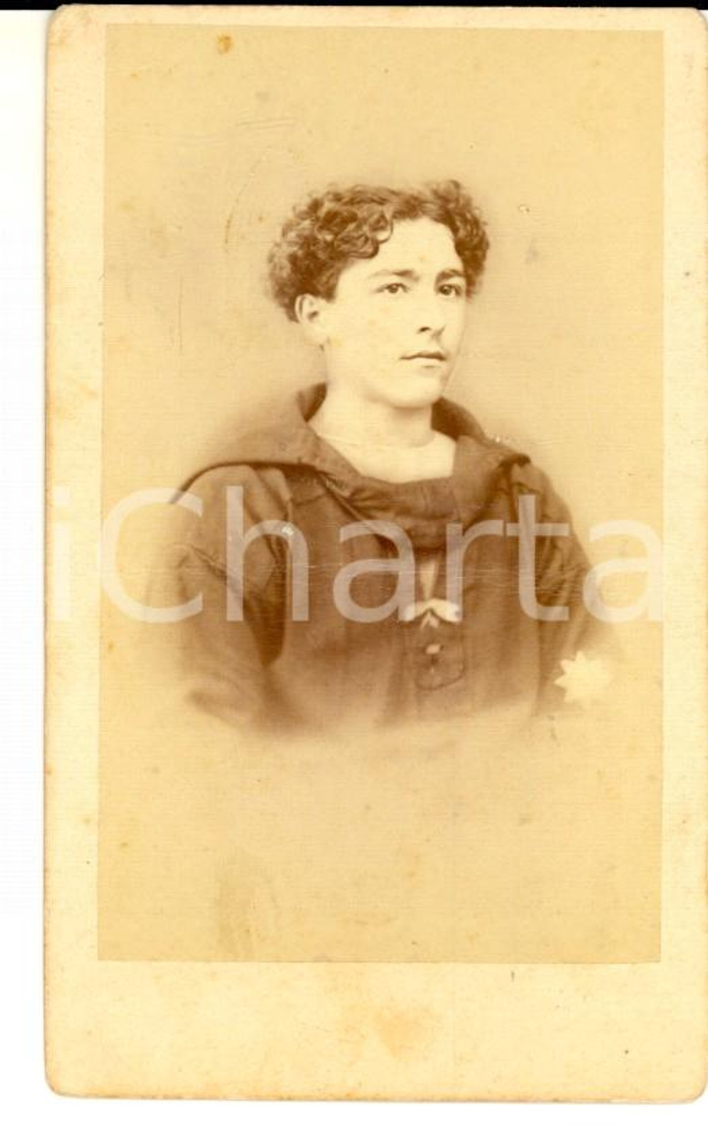 Fotografia d epoca originale 1870 ca LA SPEZIA Ritratto di allievo della REGIA MARINA Foto VEROI DANNEGGIATA 1