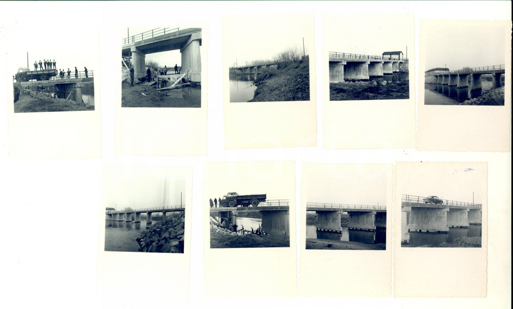 Fotografia d epoca originale 1957 VELEZZO LOMELLINA PV Lotto 10 foto del ponte con lavori VINTAGE 6x9 cm 1