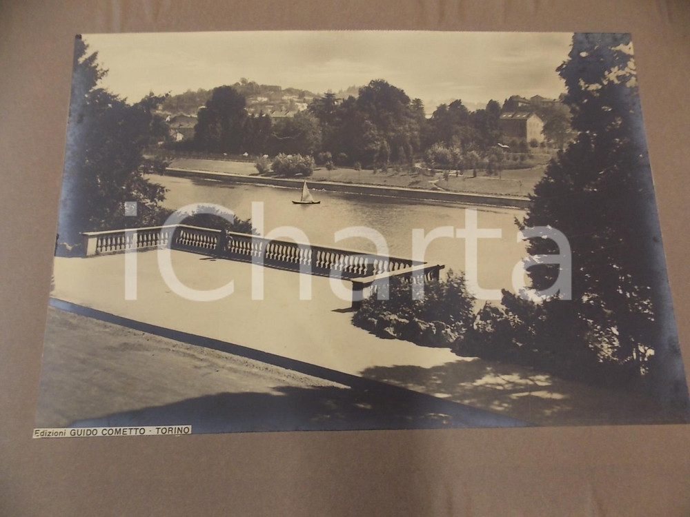 Fotografia d epoca originale 1940 ca TORINO Belvedere sul Po e vista della collina Foto ed. Guido COMETTO 1