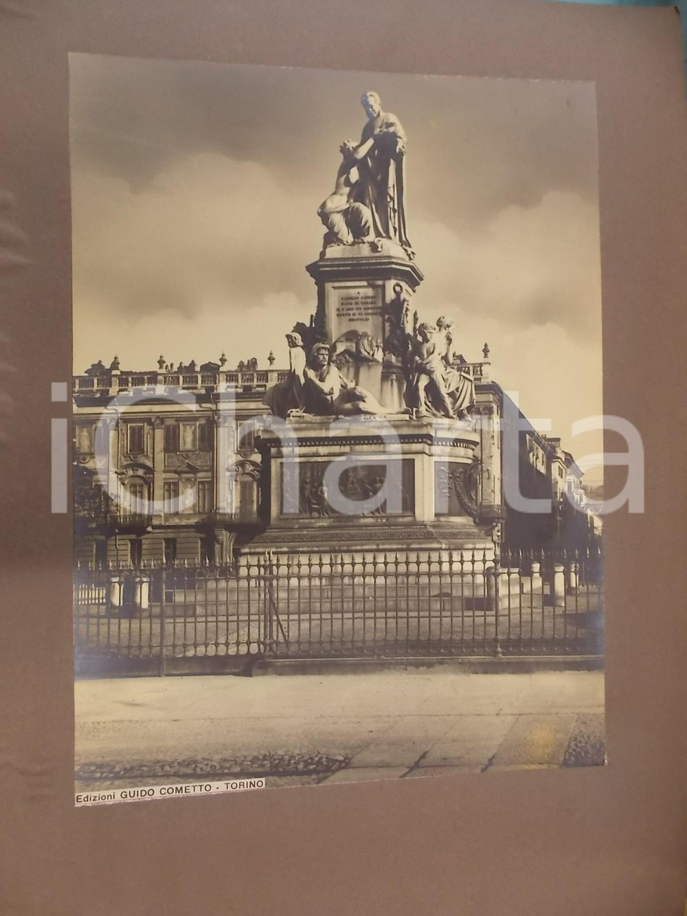 Fotografia d epoca originale 1940 ca TORINO Piazza Carlo Emanuele II  Monumento a CAVOUR Foto Guido COMETTO 1