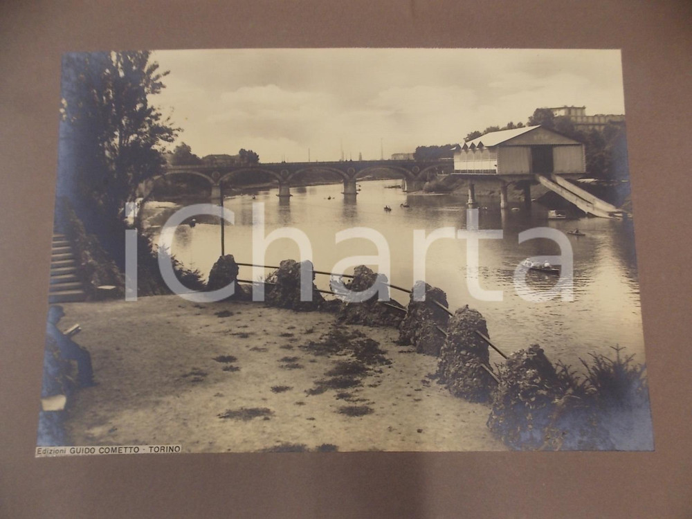 Fotografia d epoca originale 1940 ca TORINO PONTE ISABELLA e scalo idrovolanti Foto ed. Guido COMETTO 1