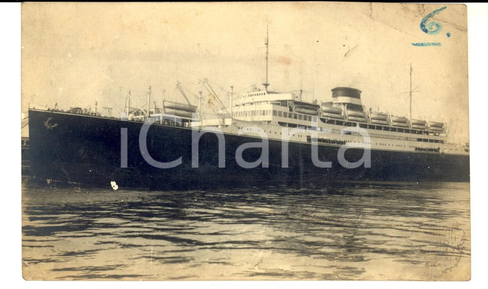 Fotografia d epoca originale 1925 ca GENOVA ? Transatlantico SATURNIA in navigazione Foto RAVAGNAN MILANO 1