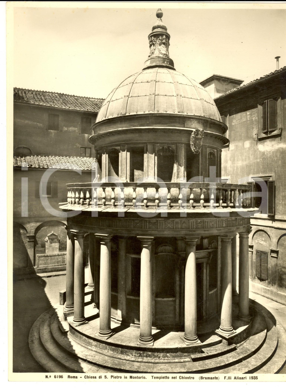 Fotografia d epoca originale 1940 ca ROMA SAN PIETRO IN MONTORIO Tempietto nel chiostro Foto ALINARI 19 x 25 1