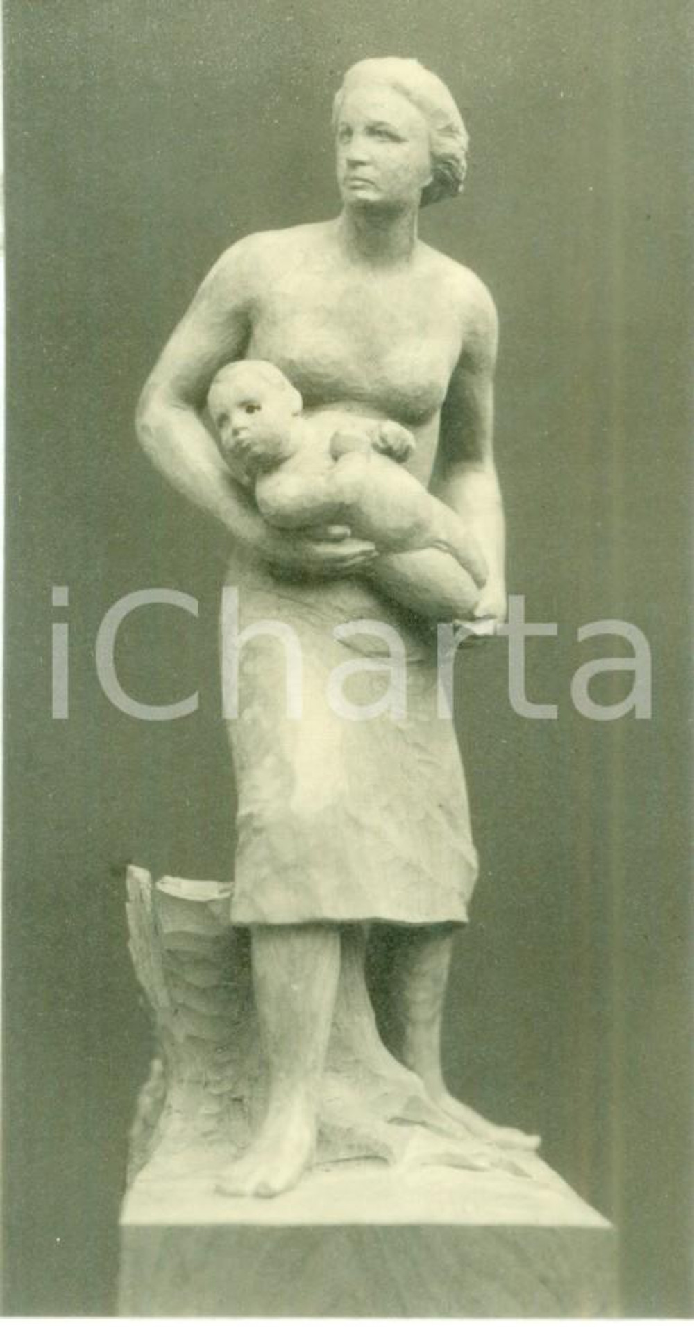 Fotografia d epoca originale 1935 ORTISEI BZ Scultura esposta alla Mostra d Arte Fotografia cm 6 x 12 1