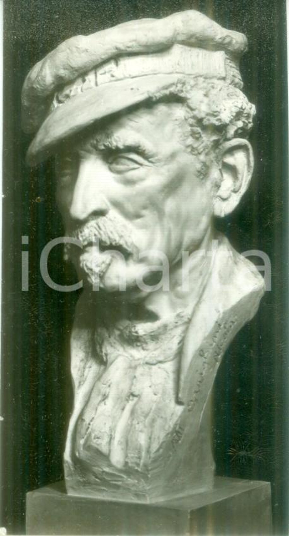 Fotografia d epoca originale 1936 MOSTRE D ARTE Nicola ARRIGHINI Testa di vecchio Fotografia coeva del busto 1