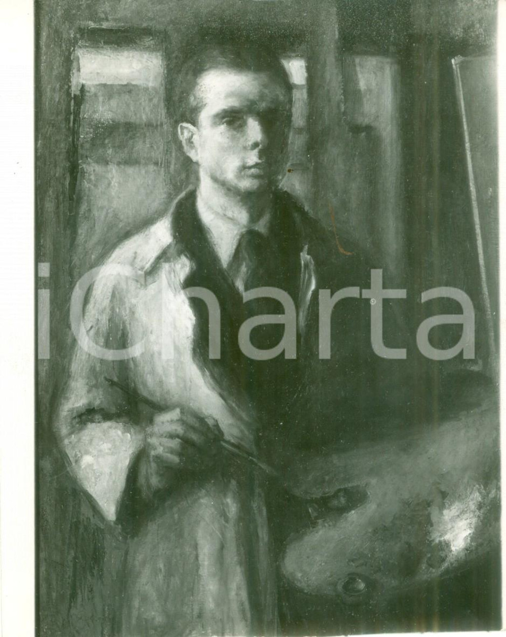 Fotografia d epoca originale 1934 BOLOGNA Mostra d Arte Gino MARZOCCHI Autoritratto Foto coeva quadro 1