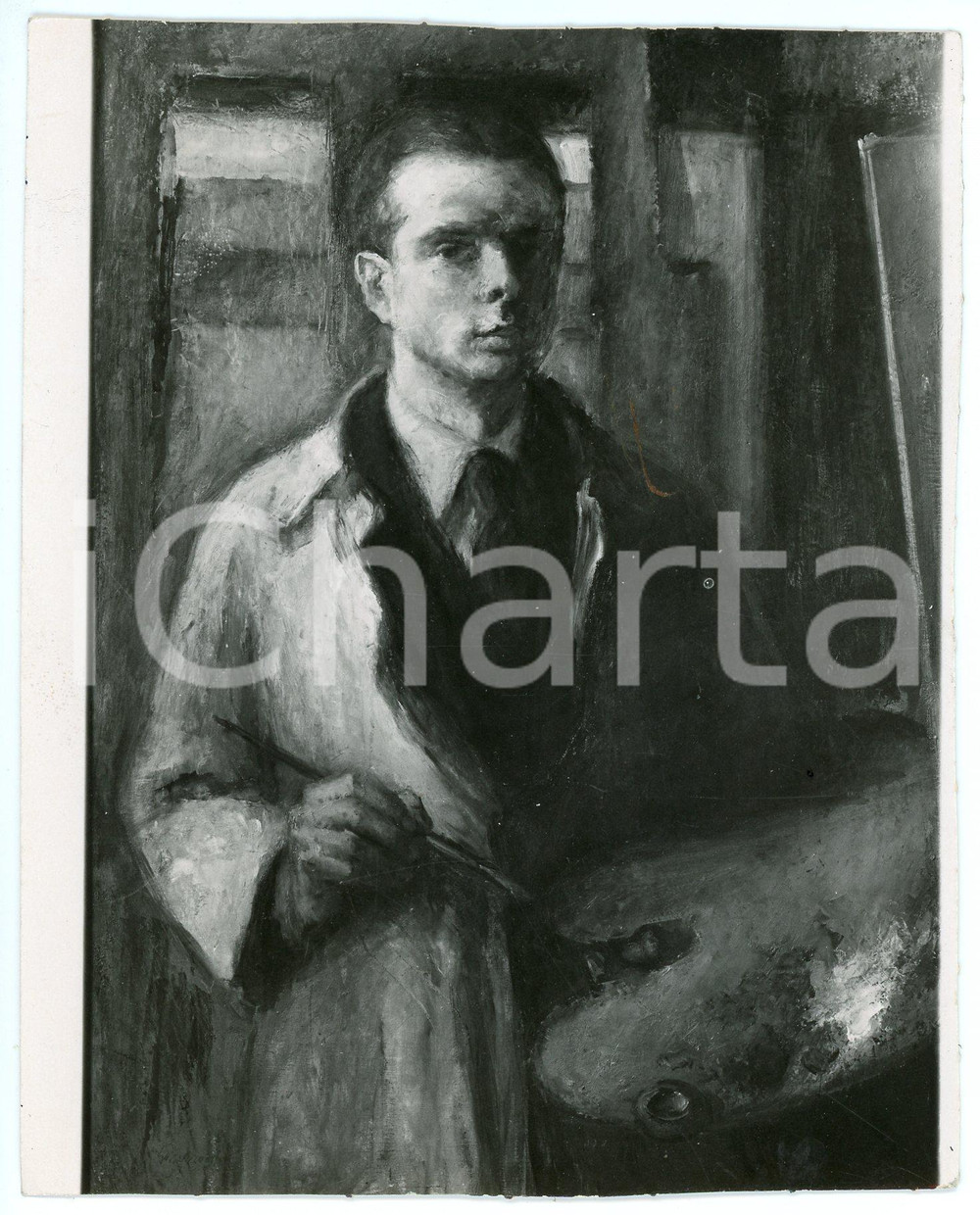 Fotografia d epoca originale 1934 BOLOGNA Mostra d Arte Gino MARZOCCHI Autoritratto Foto coeva quadro 1