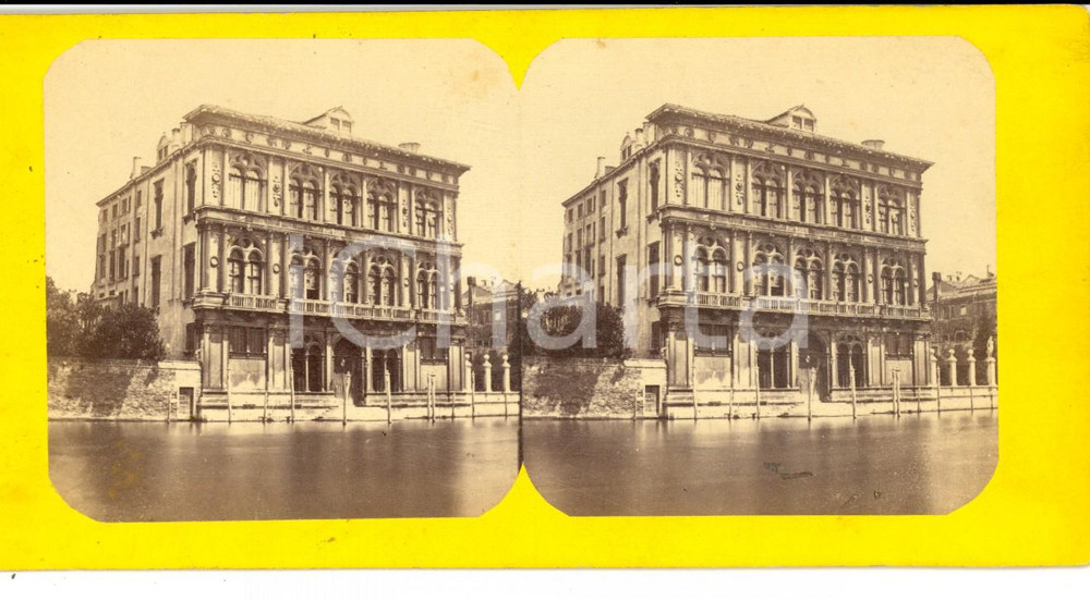 Fotografia d epoca originale 1890 ca VENEZIA Veduta di palazzo VENDRAMIN CALERGI Foto stereoscopica 1